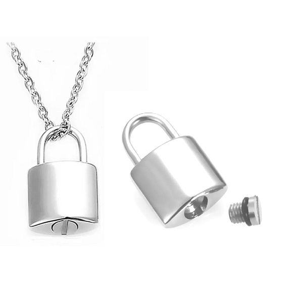 Commemorative urn pendant, Silver waterproof lock, Stainless steel 12 x 19 cm