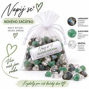 Napij se® nového začátku – výměnná minerální náplň | Labradorit, Aventurín, Křišťál, 200 g Napij se® nového začátku – výměnná minerální náplň | Labradorit, Aventurín, Křišťál, 200 g