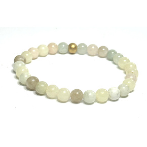Morganite yellow bracelet elastic natural stone, ball 6 mm / 16 - 17 cm, stone of divine love