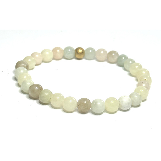Morganite yellow bracelet elastic natural stone, ball 6 mm / 16 - 17 cm, stone of divine love