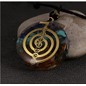 Orgonite amulet, energy generator 3,5 cm on waxed cord 60 cm