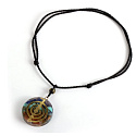 Orgonite amulet, energy generator 3,5 cm on waxed cord 60 cm