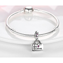 Charm Sterling silver 925 Chic style - handbag with bow - I love shopping, bracelet charm, interests
