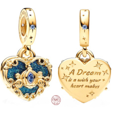 Charm Sterling silver 925 Disney Cinderella with carriage and heart, pendant on bracelet movie