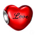 Charm Sterling silver 925 Red heart with inscription Love, bead on bracelet Love