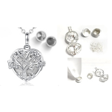 Memorial, commemorative urn pendant, Heart olive leaf, waterproof, stainless steel 18 mm