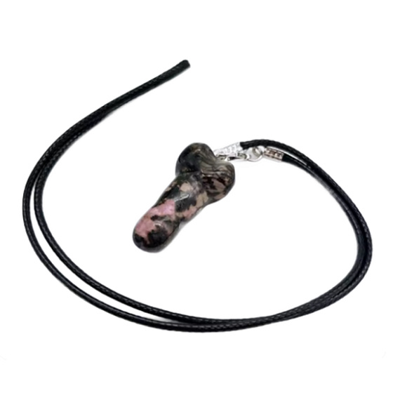 Rodonit Penis amulet pro plodnost, přívěsek přírodní kámen ručně broušený 3 cm, velký léčitel srdcí