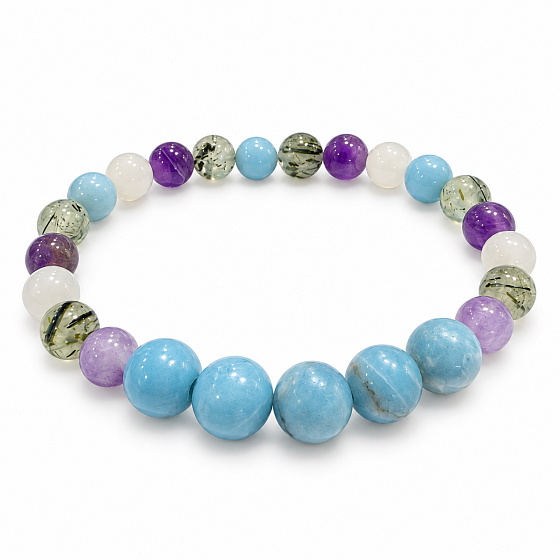 Bracelet with a story – Thinking of you, natural minerals, 8 mm bead / wrist 16–18 cm