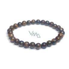 Bronzite bracelet elastic natural stone, ball 6 mm / 16 - 17 cm, highly protective stone