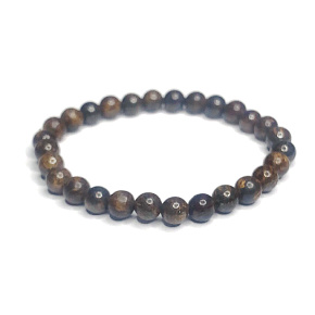 Bronzite bracelet elastic natural stone, ball 6 mm / 16 - 17 cm, highly protective stone