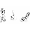Charm Sterling silver 925 18 anniversary, pendant on bracelet