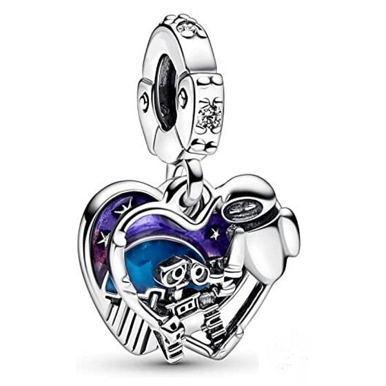 Charm Sterling silver 925 Disney Pixar Wall-E & Eve 2in1, movie bracelet pendant