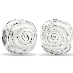 Charm Sterling Silver 925 White Rose in Bloom, Bead for Nature Bracelet Charm Sterling Silver 925 White Rose in Bloom, Bead for Nature Bracelet