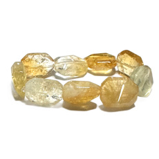 Citrine bracelet elastic polished faceted from natural stone, approx. 4 cm / 17 cm AAA quality, stone of abundance, success