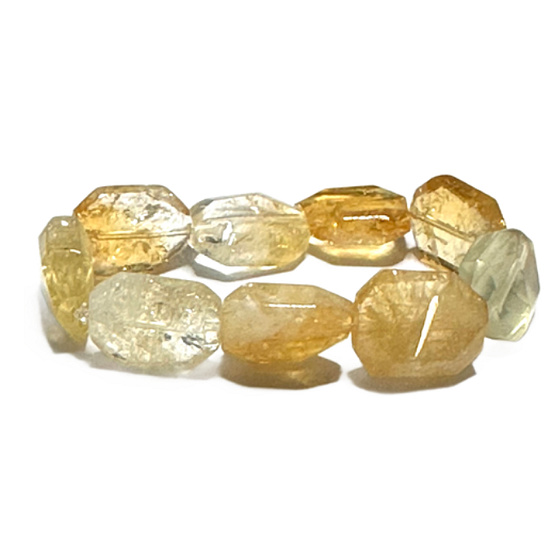 Citrine bracelet elastic polished faceted from natural stone, approx. 4 cm / 17 cm AAA quality, stone of abundance, success