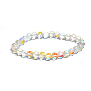 Opalite matt white elastic bracelet, synthetic stone ball 6 mm / 16-17 cm, wishing and hope stone Opalite matt white elastic bracelet, synthetic stone ball 6 mm / 16-17 cm, wishing and hope stone