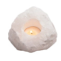 Rose quartz candlestick raw natural stone 110 x 110 x 60 mm 1 piece, stone of love
