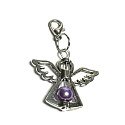 Guardian angel pendant with purple bead 29 x 37 mm 1 piece