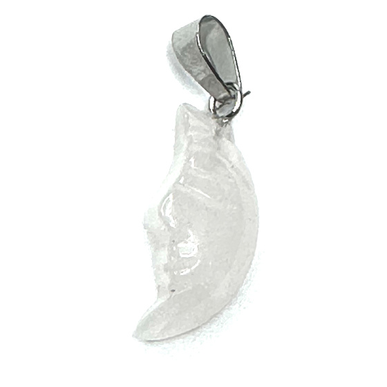 Crystal moon pendant natural stone, hand cut figurine 2,2 x 10 mm, stone stones