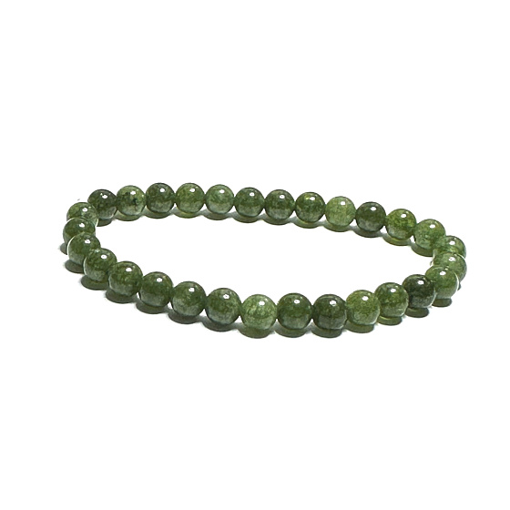 Diopsid bracelet elastic natural stone, ball 6 mm / 16 - 17 cm, double cleansing stone