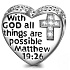 Sterling silver 925 Religious spells Matthew 19.26 with cubic zirconia cross, bead for bracelet