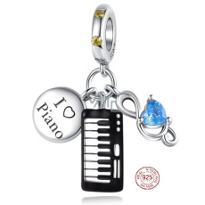 Charm Sterling silver 925 Piano - keys 3in1, pendant on bracelet interests