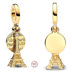 Charm Sterling silver 925 Paris Eiffel Tower 2in1, travel bracelet pendant