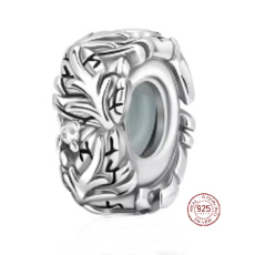 Charm Sterling silver 925 Leaflets, bead on bracelet nature