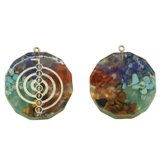 Orgonite amulet, energy generator 3,5 cm on waxed cord 60 cm
