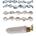 108 Mala Larimar necklace meditation jewelry, natural stone raw crystal, nugget 6 - 9 mm, pendant 8 - 15 x 45 - 70 mm
