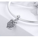 Sterling silver 925 Lovely owl, animal bracelet pendant