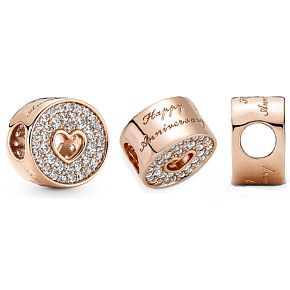 Charm Sterling Silver 925 Rose - Happy Anniversary, Stopper, Clip Bead Bracelet Love