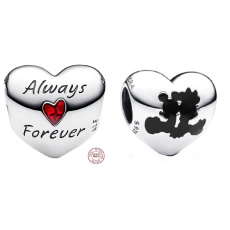 Charm Sterling silver 925 Disney Mickey Mouse and Minnie Mouse - Heart - Forever, bead on bracelet love