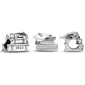 Charm Sterling silver 925 Graduation - Graduation cap, book, scroll 2024, bracelet bead