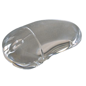 Crystal glass PC mouse, clear - paperweight,