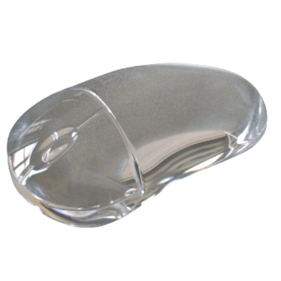 Crystal glass PC mouse, clear - paperweight,