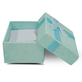 Gift box with jewelry sponge and ribbon 4 x 4 x 2.5 light blue 1 piece