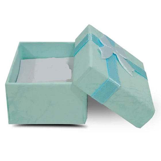 Gift box with jewelry sponge and ribbon 4 x 4 x 2.5 light blue 1 piece