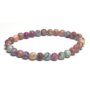 Jasper / Regalite Imperial sea sediment turquoise purple bracelet elastic mixed mineral, ball 6 mm / 16 - 17 cm