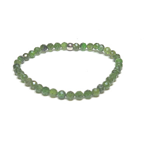 Diopsid facet bracelet elastic natural stone, ball 4 mm / 16 - 17 cm, double cleansing stone