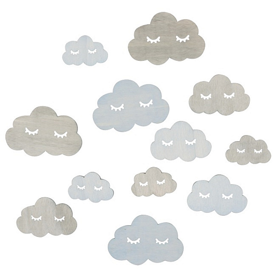 Wooden puffs with closed eyes mix of sizes 12 pieces in bag