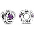 Charm Sterling silver 925 Infinite circle of eternity February purple, bead for bracelet