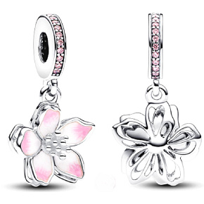 Charm Sterling silver 925 Cherry blossom, nature bracelet pendant