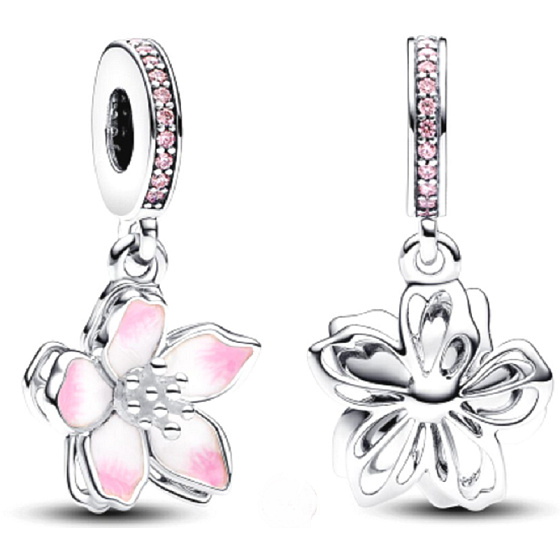 Charm Sterling silver 925 Cherry blossom, nature bracelet pendant