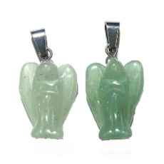 Aventurine green Angel guardian pendant natural stone hand cut 2,5 cm 1 piece, lucky stone