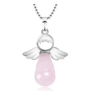 Rose Angel pendant natural stone 4,2 x 3 cm, stone of love