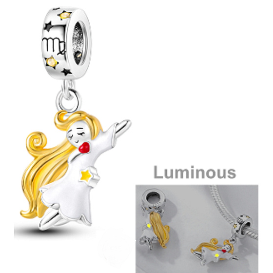 Sterling Silver 925 Luminous - Zodiac Sign Virgo, Bracelet Pendant