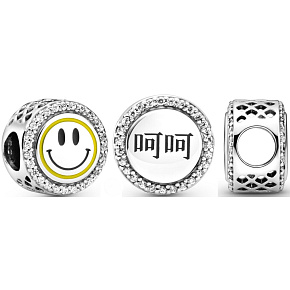 Sterling silver 925 Talisman sparkly smiley bead on bracelet symbol