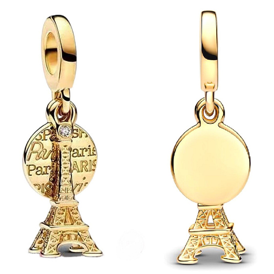 Charm Sterling silver 925 Paris Eiffel Tower 2in1, travel bracelet pendant
