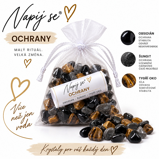 Napij se® ochrany – výměnná minerální náplň | Obsidián, Šungit, Tygří oko